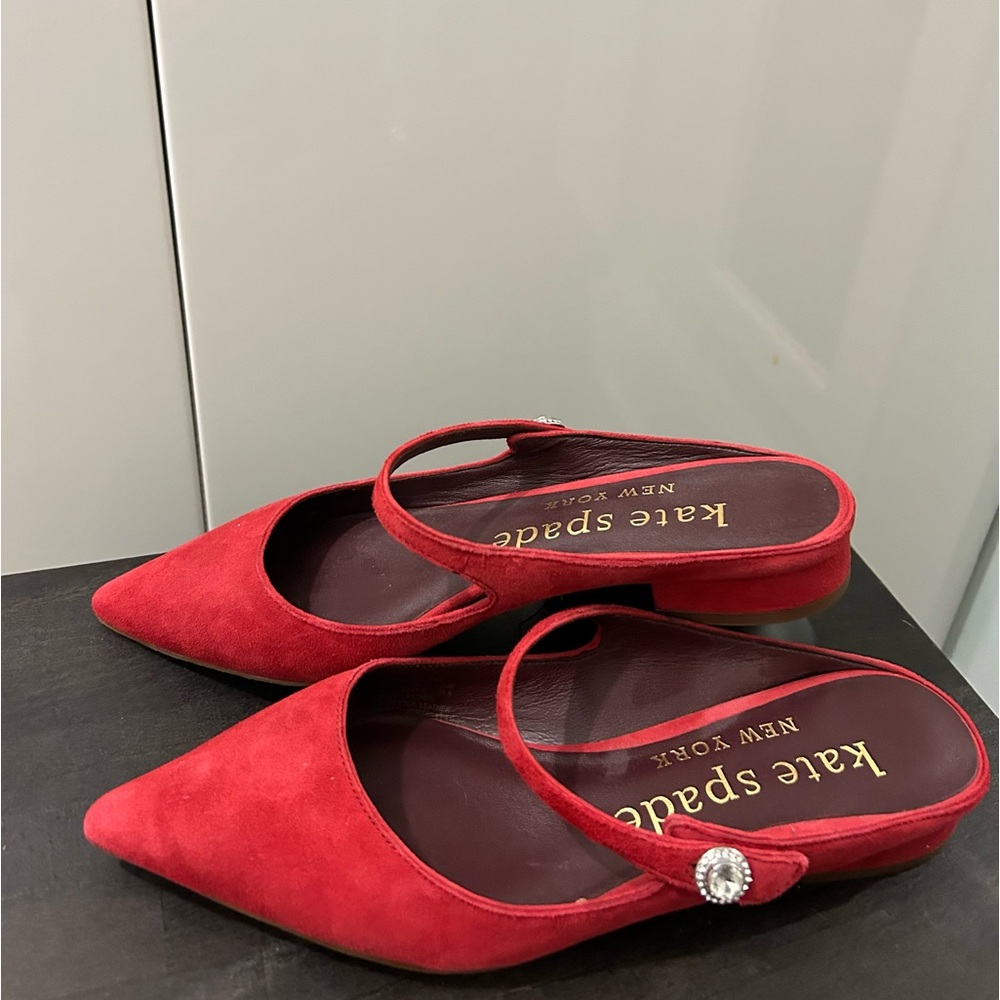 Red Suede Flats - Kate Spade